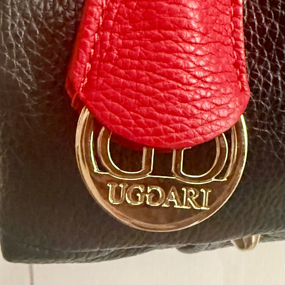 UGGARI MILANO Black Leather Shoulder Bag – Red Stripe, Gold Hardware – Perfect - Picture 8 of 12